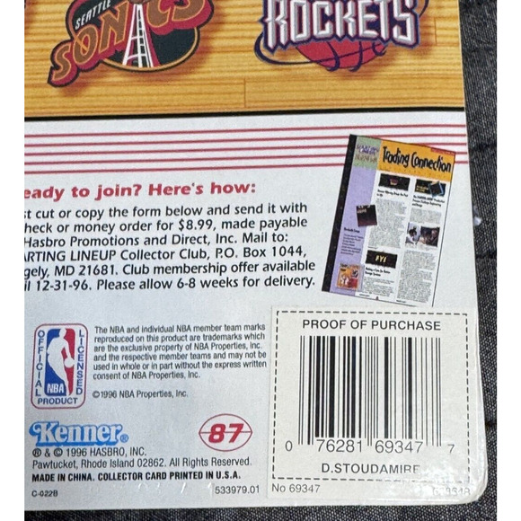 1996 Damon Stoudamire NBA Toronto Raptors Kenner Starting Lineup New Extended - Picture 8 of 8